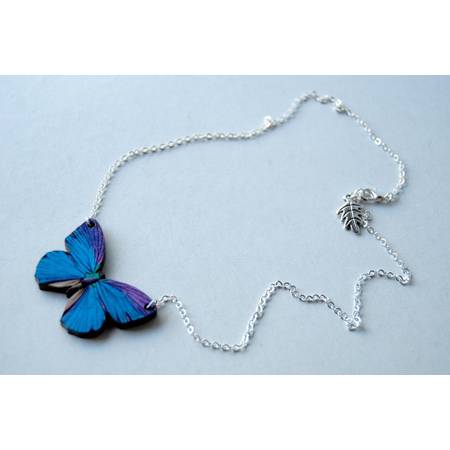 Moth & Butterfly Wood Necklace
