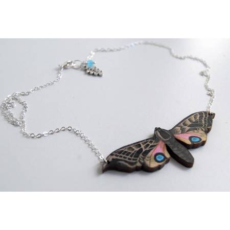 Moth & Butterfly Wood Necklace