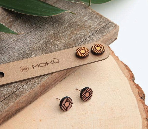 Moko Wooden Geometric Earrings