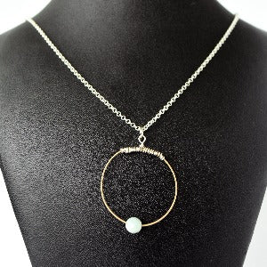 Guitar String Hoops Necklace W/Bead