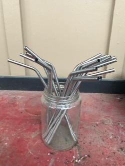 Stainless Steel Reusable Straws 10" BENT