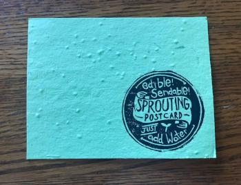 Edible, Sendable, Sprouting Post Card